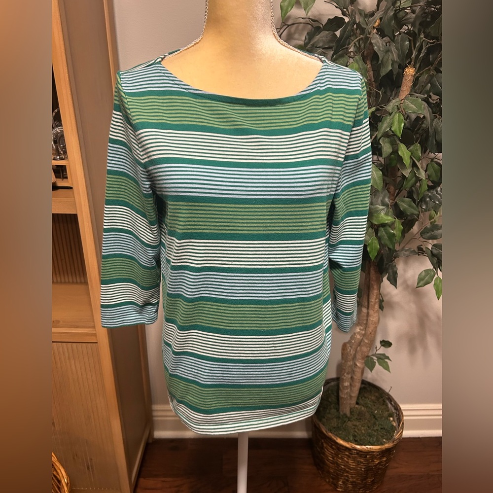 Talbots Authentic Tee in the Provincetown Stripe pattern Sz LP